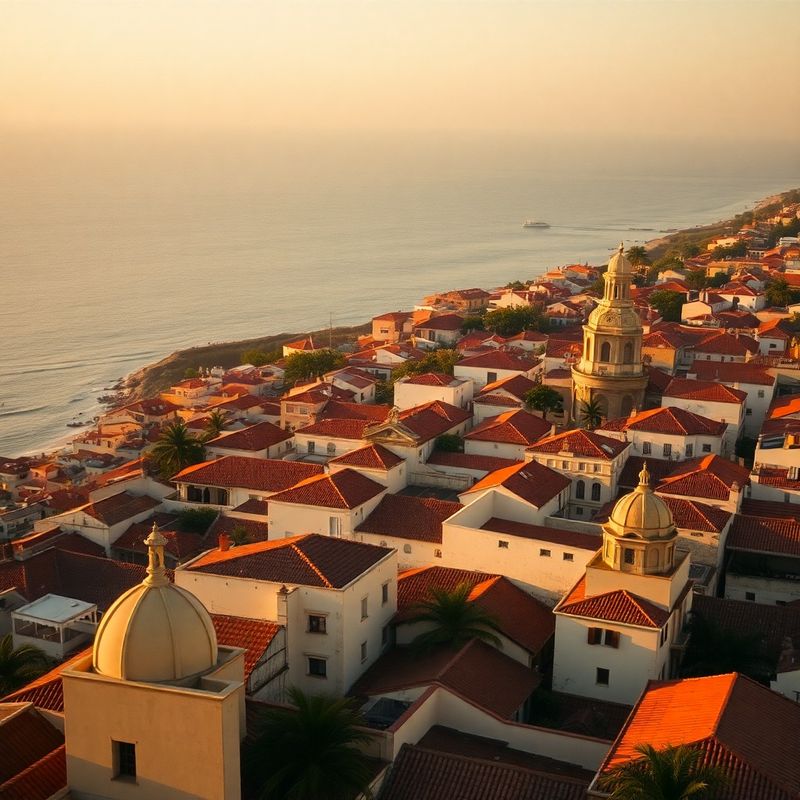 Vista aérea del centro histórico de Cartagena al atardecer